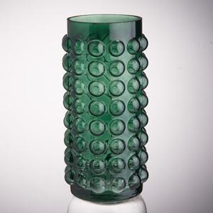 BUBBLES üveg váza, sötétzöld 26,5cm