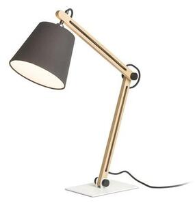 NIZZA asztali lámpa Polycotton fekete/fa 230V LED E14 7W