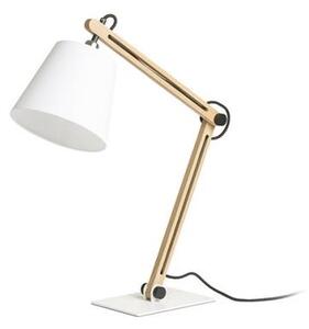 NIZZA asztali lámpa Polycotton fehér/fa 230V LED E14 7W