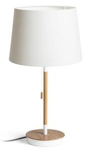 KEITH/AMBITUS 30 asztali lámpa USB-vel Polycotton fehér/bükk 230V LED E27 11W