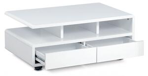 Ahg-620 Magasfényű Fehér Dohányzóasztal 2 Fiókkal. 100x60x41 cm