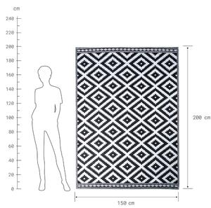 COLOUR CLASH kültéri szőnyeg, rombusz mintás fekete-fehér 200 x 150cm