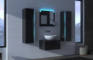 Venezia Alius A1 fürdőszobabútor szett + mosdókagyló + szifon (fényes fekete)