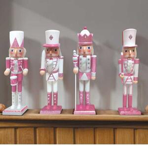 Karácsonyi diótörő figura Pink/Fehér 30 cm – 4 féle