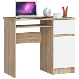 Íróasztal - Akord Furniture - 90 cm - sonoma tölgy / fehér