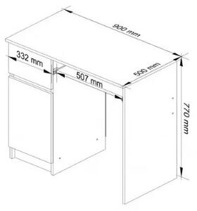 Íróasztal - Akord Furniture - 90 cm - wenge (bal)