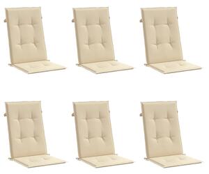 VidaXL 6 db bézs szövet kerti magas háttámlájú székpárna 120x50x3 cm