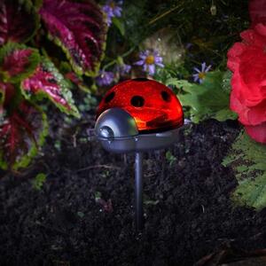 3 db napelemes földbe szúrható katicabogár kerti lámpa 14 cm