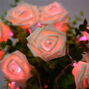 Elemes LED rózsa fényfüzér halvány rózsaszín 4 m