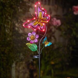 Napelemes Flutterbella kerti lámpa 92 cm – rózsaszín pillangó