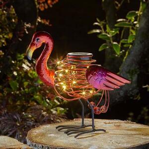 Napelemes spirál flamingó világítás 26,5 cm