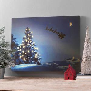 Elemes LED vászonkép világítás Karácsonyfa hószánnal 30×40 cm