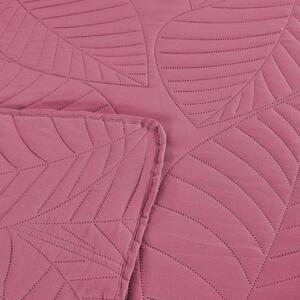 LEAVES rózsaszín ágytakaró mintával Méret: 170 x 210 cm