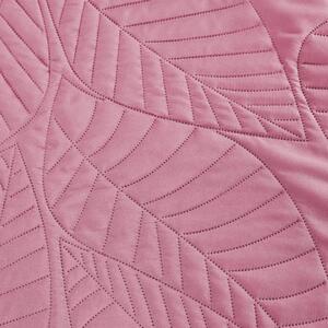 LEAVES rózsaszín ágytakaró mintával Méret: 200 x 220 cm