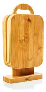 Klarstein 6 darabos bambusz reggeliző deszka készlet állvánnyal, 22 x 0,9 x 16 cm (SZ x M x M), egyszerű karbantartás