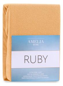 Ruby Dark Beige sötétbézs kétszemélyes gumis lepedő, 220-240 x 220 cm - AmeliaHome