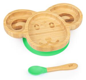 Klarstein Gyermek étkészlet, bambusz tányér és kanál, 250 ml, mellékelve tapadókorong, 18 x 18 cm