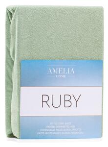 Ruby olívazöld gumis lepedő, 200 x 80-90 cm - AmeliaHome