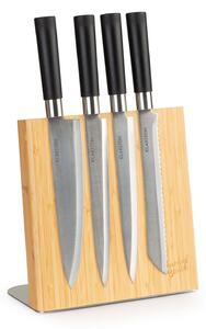 Klarstein Késtartó állvány, ferde, mágneses, 4 - 6 kés részére, bambusz, rozsdamentes acél