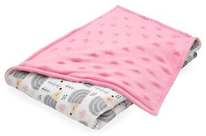 Scamp Minky kétoldalú takaró 75*100 cm - Pink Hedgehog Grey