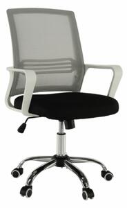 Irodai szék, hálószövet szürke/szövet fekete/műanyag fehér, APOLO