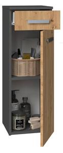 Riano MIX Nel V DS fürdőszoba szekrény, 30x80x30 cm, antracit-tölgy