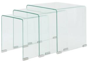 VidaXL Üveg Kávézóasztal Szett - 3 részes