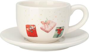 Karácsonyi ajándékok karácsonyi porcelán csésze csészealjjal , 250 ml