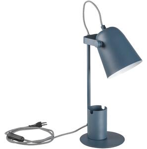 Raibo állítható íróasztali lámpa telefontartóval, kék, 1xE27 foglalattal