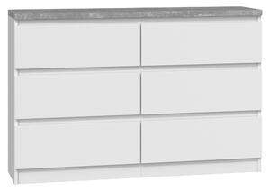 Drohmo M6 120 B22 MIX fiókos szekrény, fehér- beton