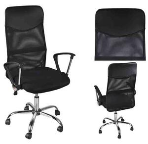 Állítható magasságú, magasított háttámlás, ergonomikus irodai szék, fekete színben