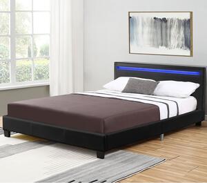 Kárpitozott ágy Verona 120 x 200 cm LED világítással fekete színben