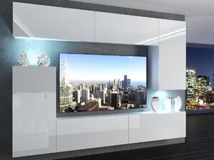 Szekrénysor 250 cm TV/RTV fehér fényű IMP 8/5/W/W/0/0