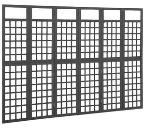 VidaXL 6 paneles fekete fenyőfa térelválasztó/lugasrács 242,5 x 180 cm