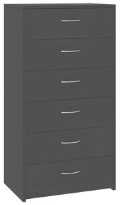 VidaXL 6-fiókos fekete forgácslap tálalószekrény 50 x 34 x 96 cm