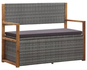 VidaXL szürke polyrattan és tömör akácfa tárolópad 115 cm