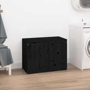 VidaXL fekete tömör fenyőfa szennyestartó láda 88,5 x 44 x 66 cm