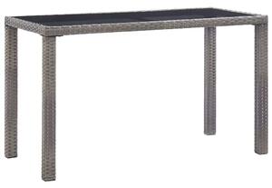 VidaXL Kertasztal - Polyrattan - Üveglap - 123cm