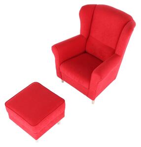 KONDELA Fotel + puff, piros, ASTRID