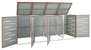 VidaXL acéltároló négy gurítható szemeteskukához 276,5x77,5x112,5 cm