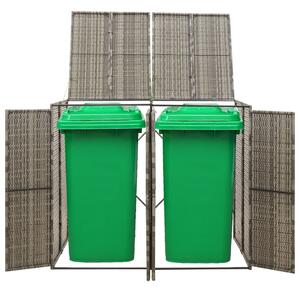 VidaXL szürke polyrattan dupla kerekeskuka tárolófészer 140x80x117 cm