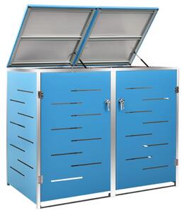 VidaXL acéltároló két gurítható szemeteskukához 138 x 77,5 x 112,5 cm