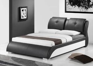 KONDELA Modern ágy + ágyrács, fekete + fehér textilbőr, 160x200, TORENZO