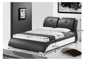 KONDELA Modern ágy + ágyrács, fekete + fehér textilbőr, 160x200, TORENZO