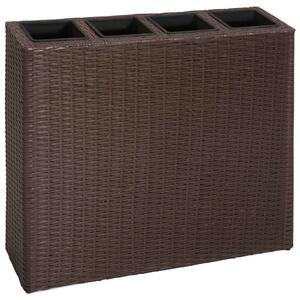 VidaXL Polyrattan Magaságyás - Barna - 4 Kaspó