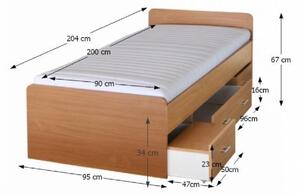 Egyszemélyes ágy 90 cm Dulce 80262 bükk 22. 751363