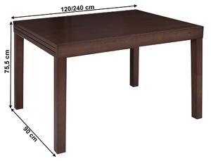 KONDELA Étkezőasztal, kinyitható, wenge, 120-240x90 cm, FARO