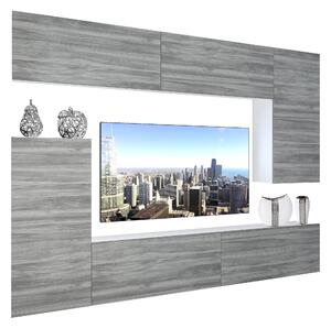 Szekrénysor Belini Premium Full Version szürke antracit Glamour Wood + LED világítás NEX 8/0/W/GW1/0/0/PP