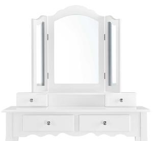 Fehér színű "Emma" fésülködő asztalka tükörrel és székkel