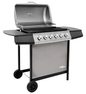 VidaXL fekete és ezüst gáz grillsütő 6 égővel